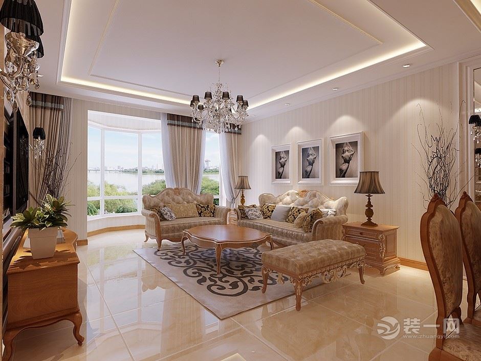 140㎡大户型浅色欧式装修效果图
